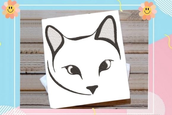 Adorable Cat Face: A Seasonal Embroidery Gem