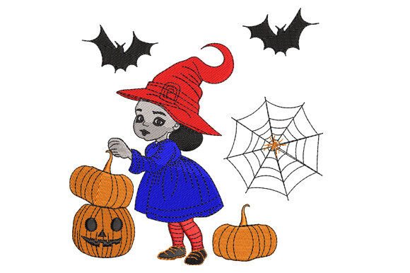 Beautiful Halloween Witch with Pumpkins