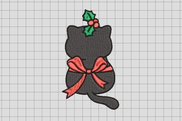 Christmas Black Cat with Bow