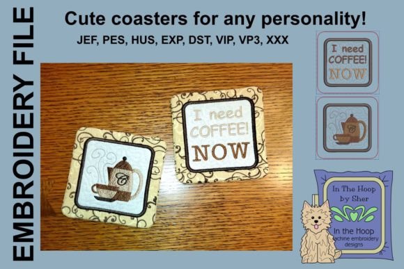 Coffee Coasters Embroidery Design