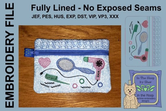 Hair Stylist Zipper Bag Embroidery Design
