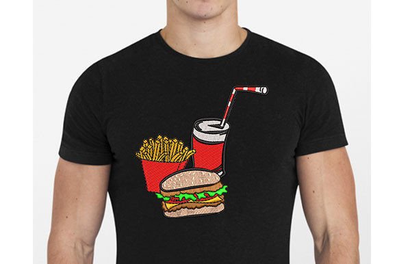 Hamburger Fast Food Embroidery Design