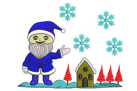 Santa with Hut and Trees